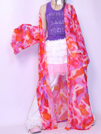 LEERROO Summer Sheer Print Jacket | Harajuku Colorful Chiffon Sun Coat shirt Leerroo