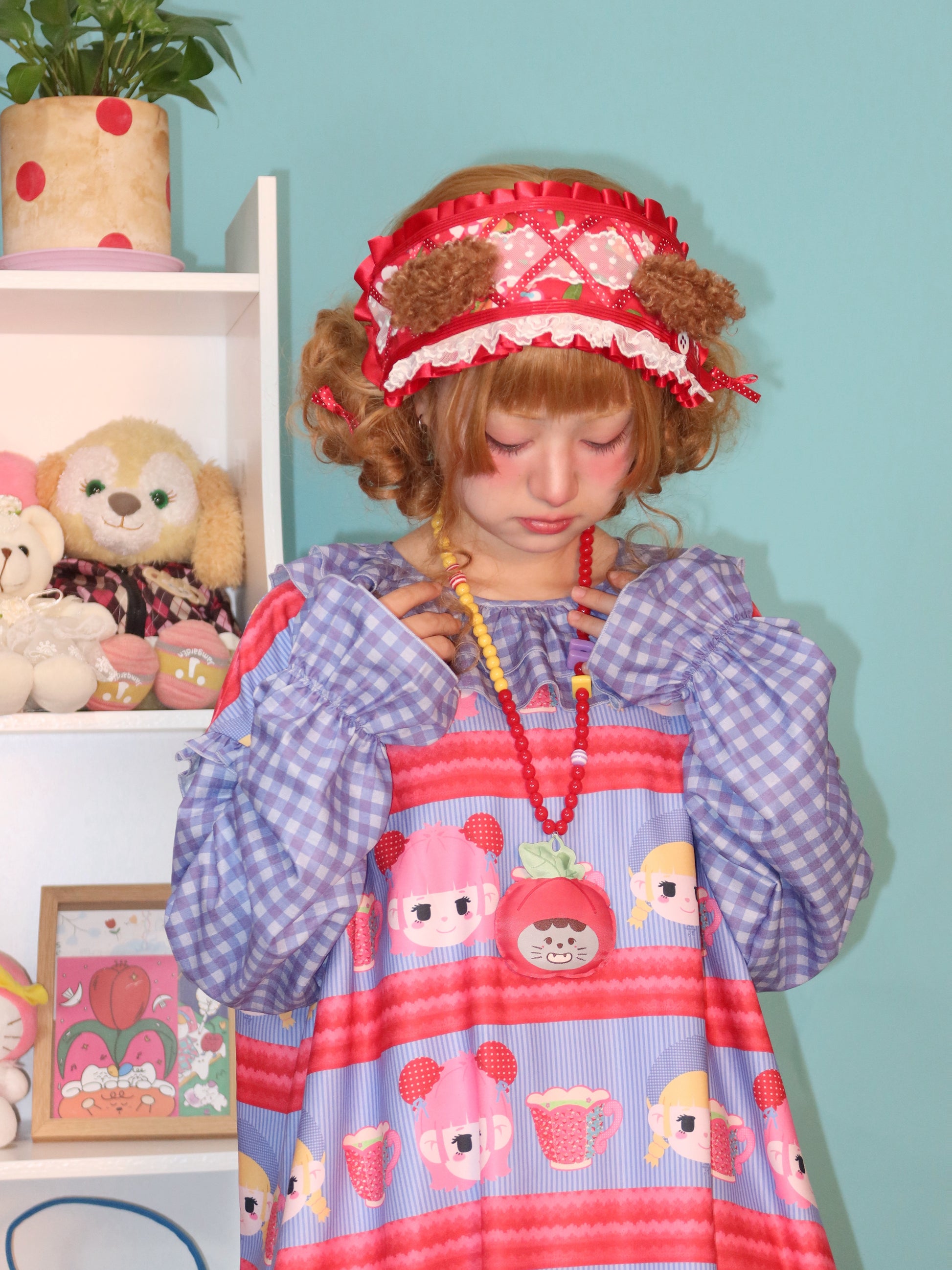 LULULULU - Kawaii Lolita Lace Red Bear Ears Headband headband LULULULU