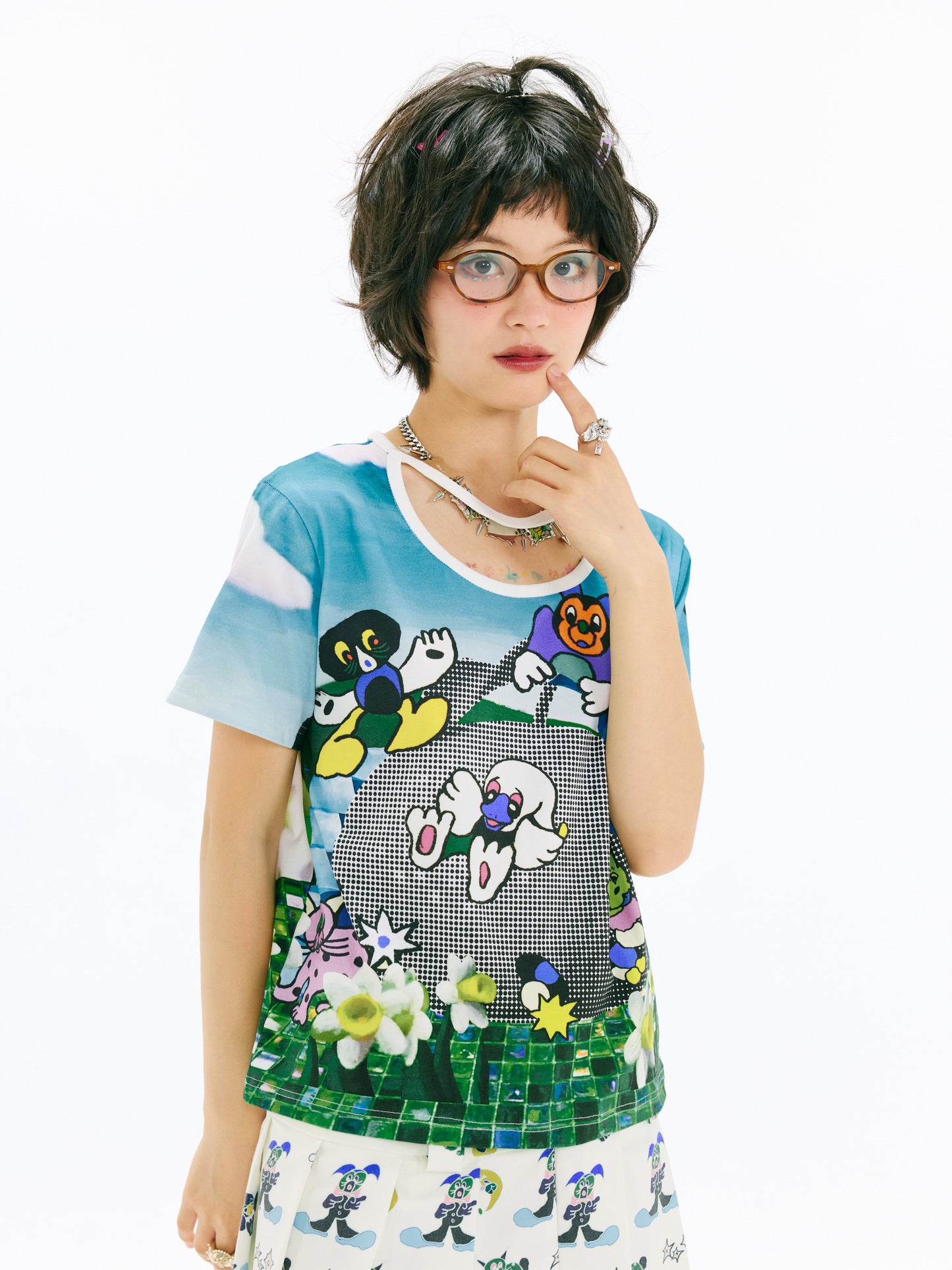sillysis - Blue Slide Y2K Graphic Tee shirt sillysis