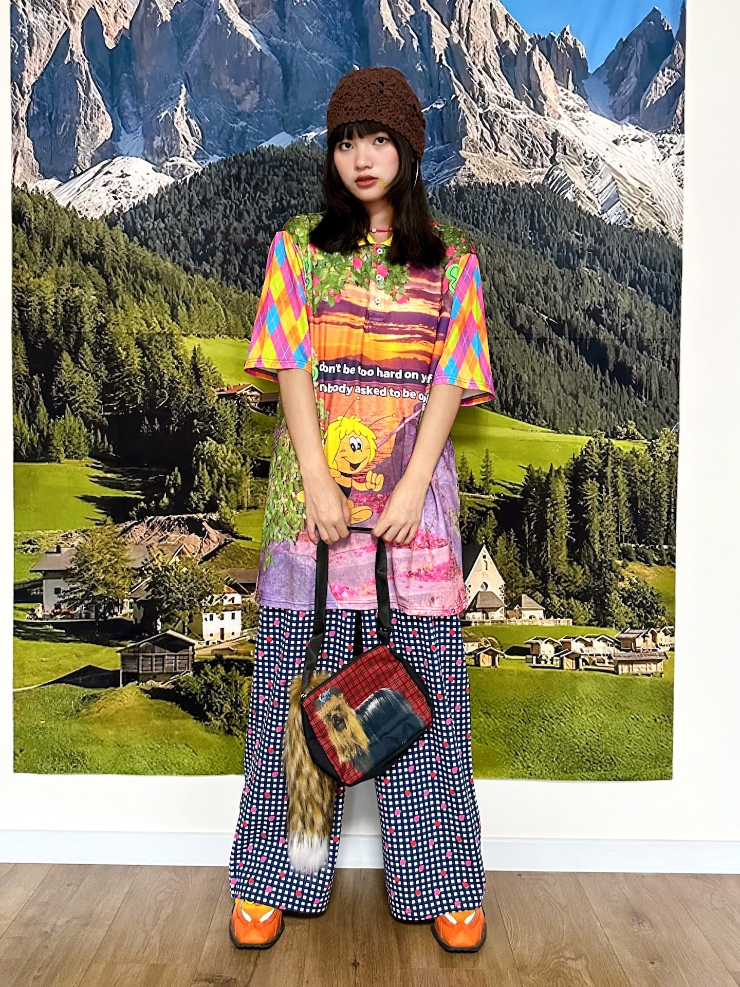 BunnyBunnyGun - Harajuku Mesh Polo Shirt Cartoon Print Oversize shirt bunnybunnygun