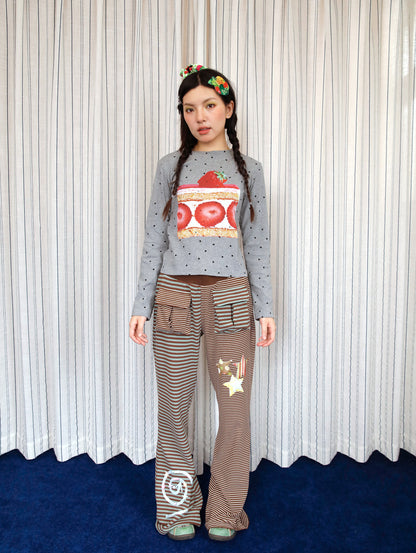 FRUITS - Kawaii Striped Patchwork Soft Casual Pants pants Fruits