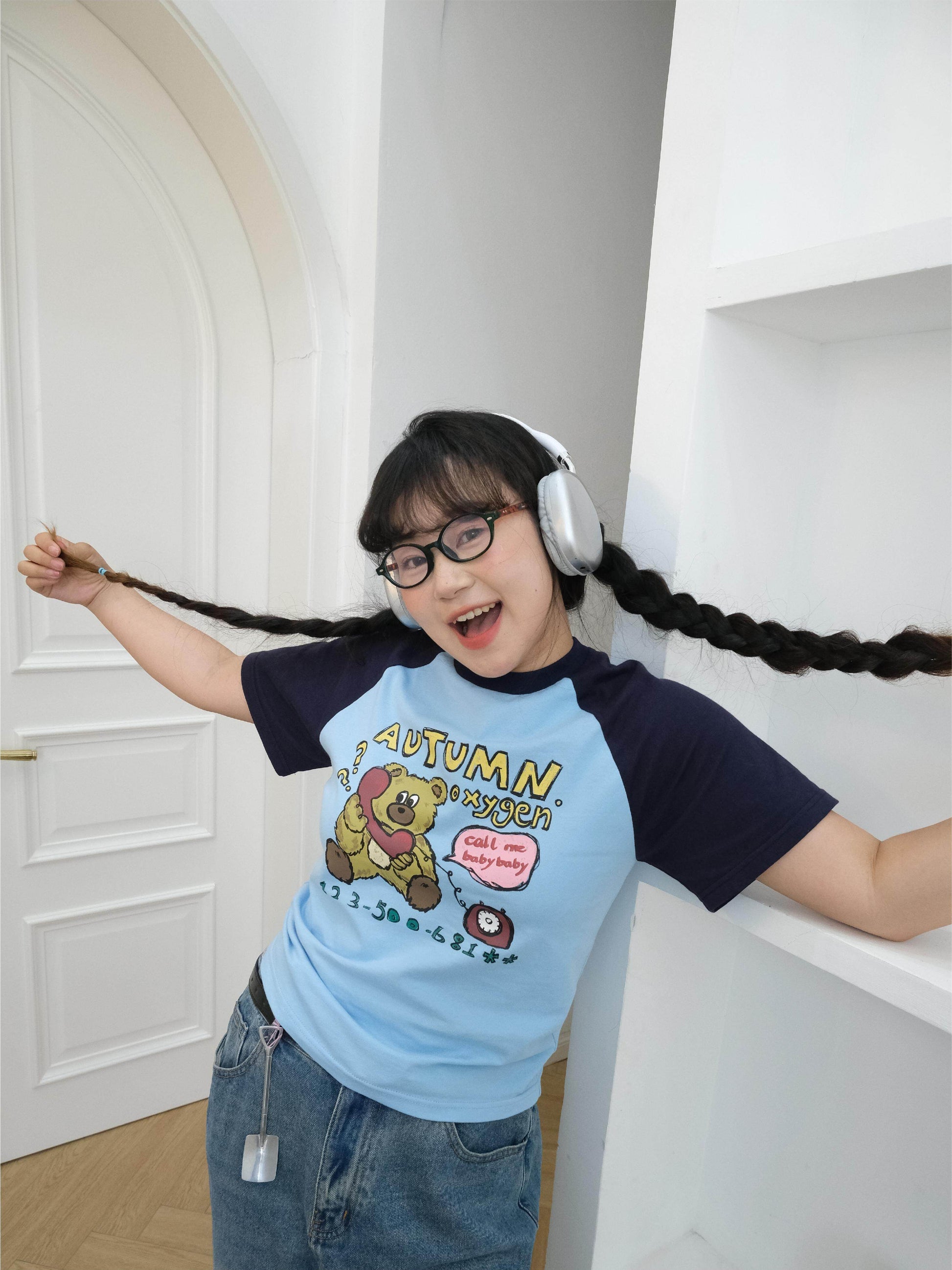 Autumn Oxygen - Kawaii Bear Raglan T-Shirt tee Autumn Oxygen