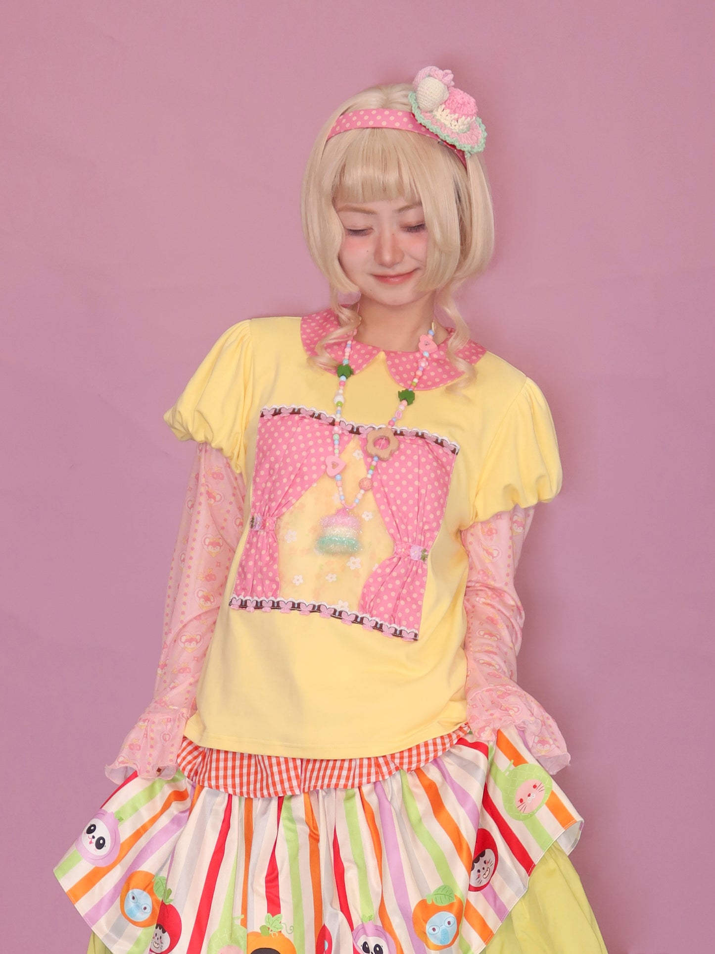 Lulululu - Yellow Polka Puff Tee shirt LULULULU
