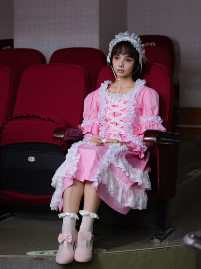 Nanjun Vintage - Pink Lolita Cotton Dress dress Nanjun Vintage