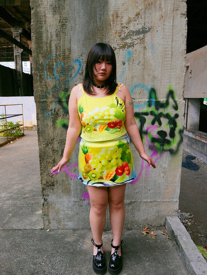 HotNipplesClub - Tropical Fruit Satin Skirt skirt Hot Nipples Club