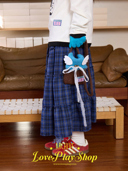 loveplay – Blue Plaid Elastic Midi Skirt skirt loveplay