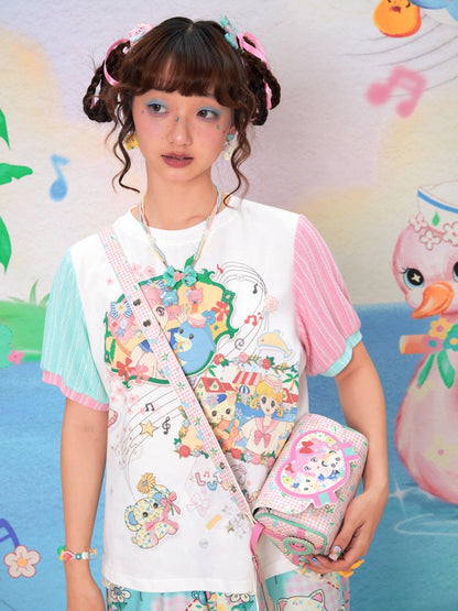 Lutra Jump Decora Kei Bag | Pink Plaid Girl Heart Crossbody Bag | Summer Beach & Cat Print bag Lutra Jump