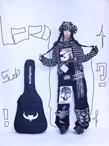 Leerroo - Y2K Subculture Printed Denim Pants pants Leerroo