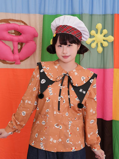 NIKKOU - Xiaolongbao Print Detachable Collar tie Nikkou home
