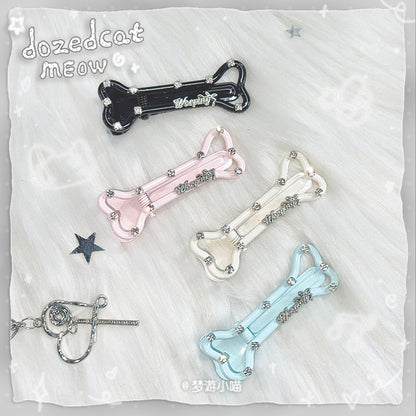 Rhinestone Bone Hair Clip | Kawaii Y2K Korean Style Side Hair Clip hair clip Sleepwalking Cat