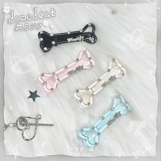 Rhinestone Bone Hair Clip | Kawaii Y2K Korean Style Side Hair Clip hair clip Sleepwalking Cat