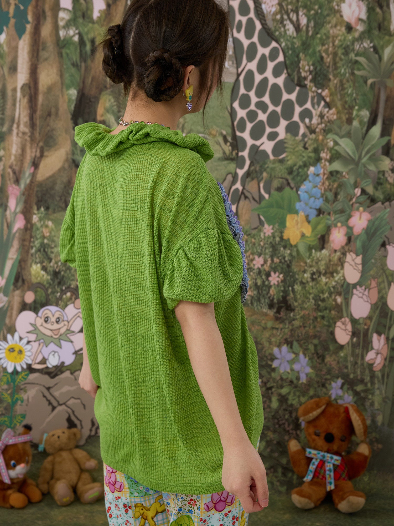 tntntutu - Green Ruffle Doll Collar Top shirt tntntutu