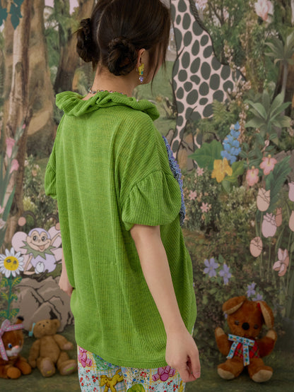 tntntutu - Green Ruffle Doll Collar Top shirt tntntutu