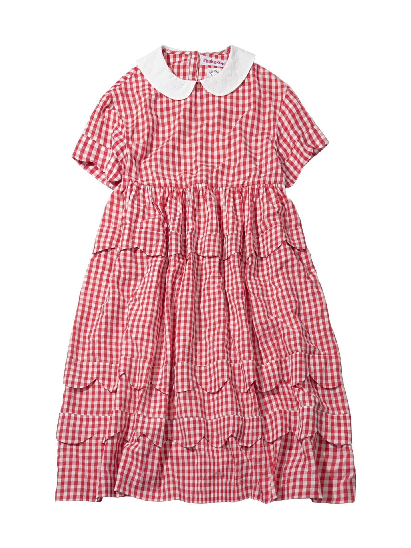 Imakokoni - White Doll Collar A-Line Dress apron imakokoni Red S