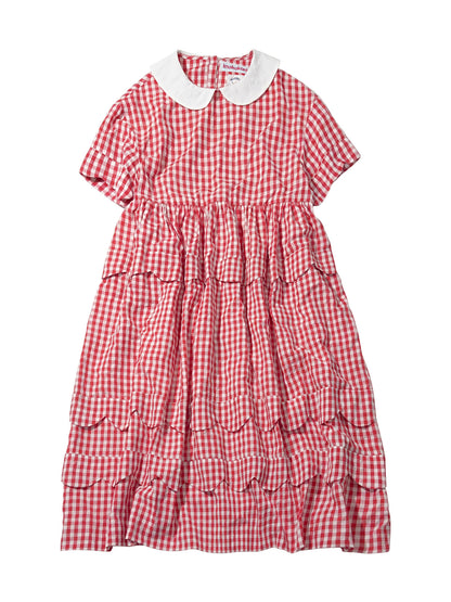 Imakokoni - White Doll Collar A-Line Dress apron imakokoni Red S