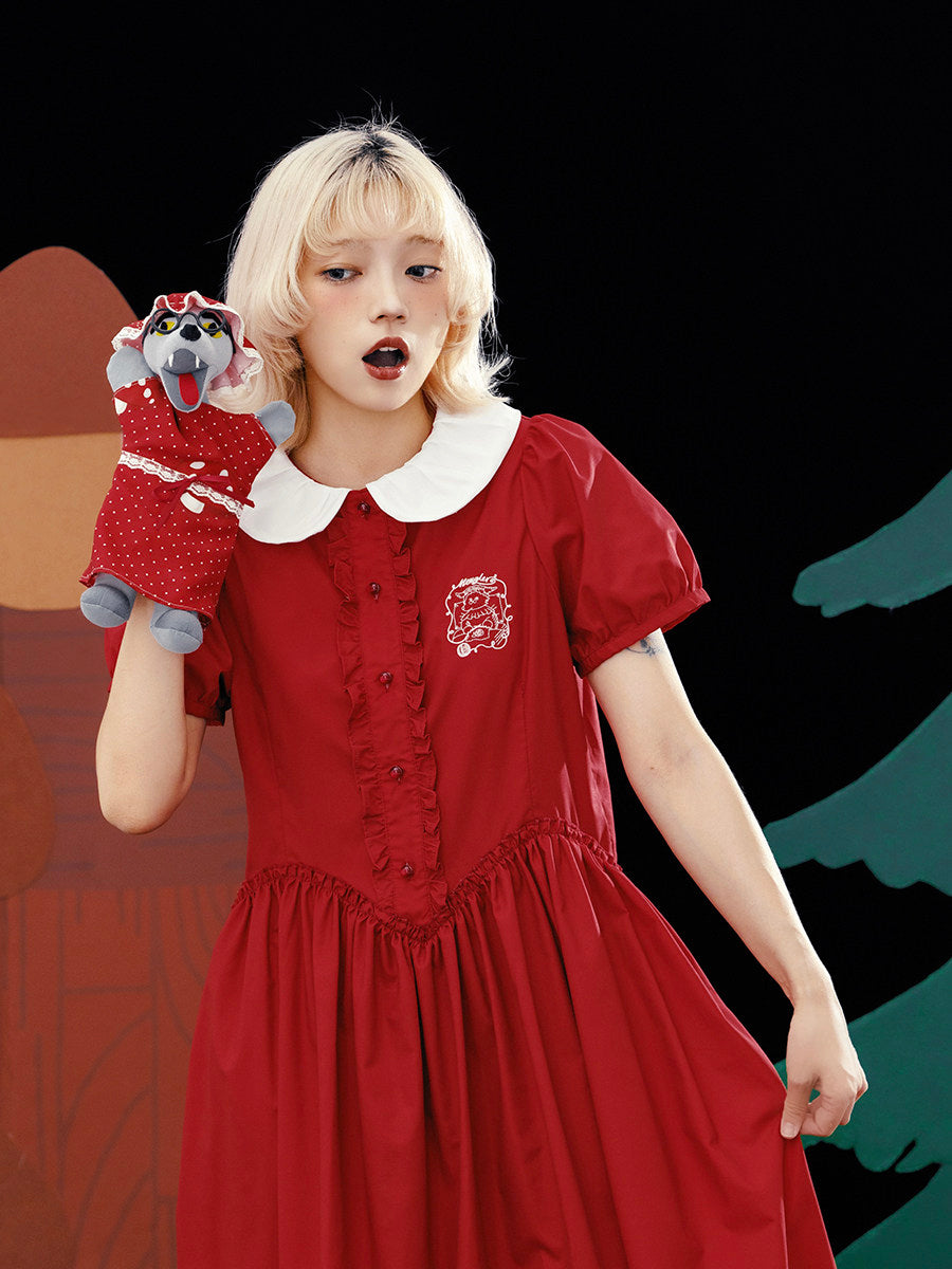 Meugler - Red Embroidered Vintage Dress dress Meugler