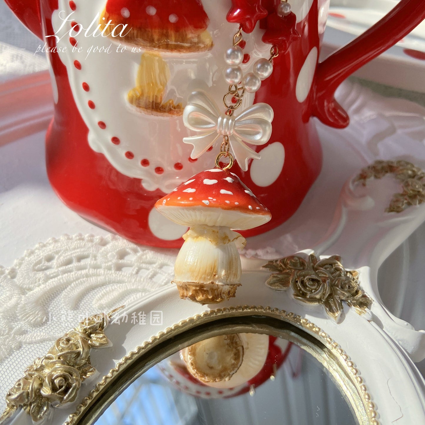 Bear Doll Mushroom Necklace | Decora Kei Handmade Resin Charm necklace Bear Doll