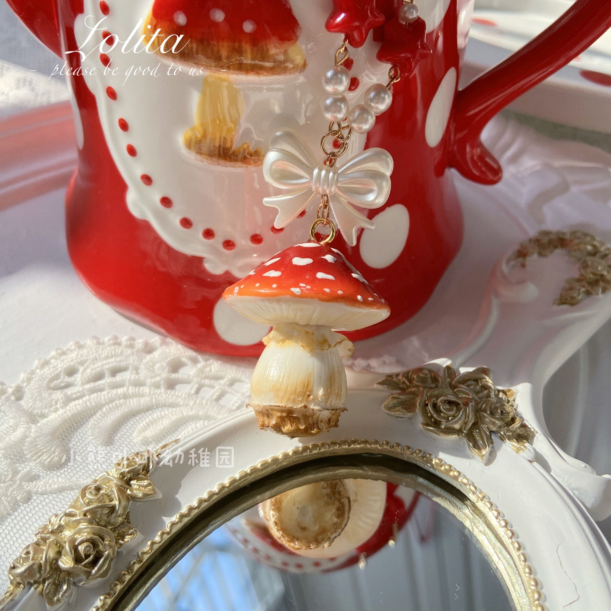 Bear Doll Mushroom Necklace | Decora Kei Handmade Resin Charm necklace Bear Doll