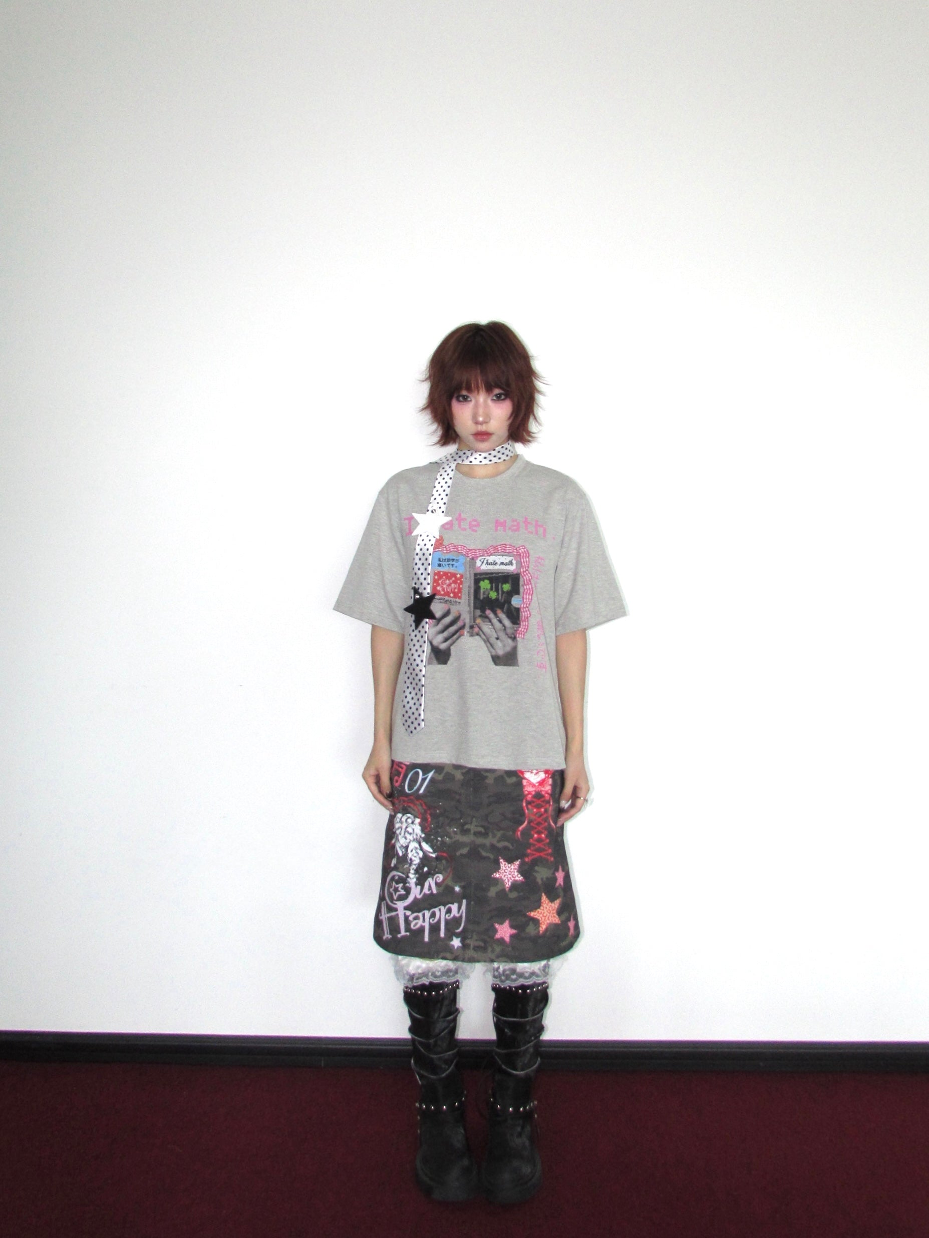 OurHappy - I Hate Math Graphic Cotton T-Shirt tshirt Our Happy Grey S