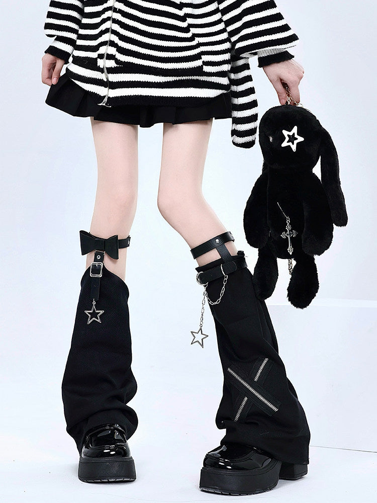 Pink Black Cross Chain Leg Warmers