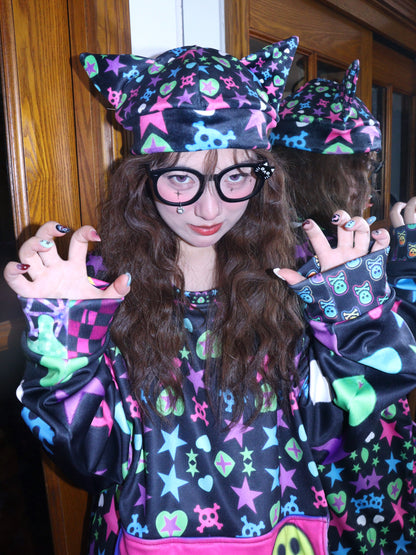 LEERROO - Decora Kei Punk Print Fleece Hat hat Leerroo