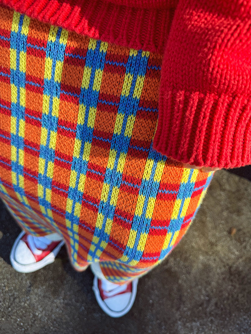 made in zzz - Plaid High Waist Knit Skirt skirt made in zzz
