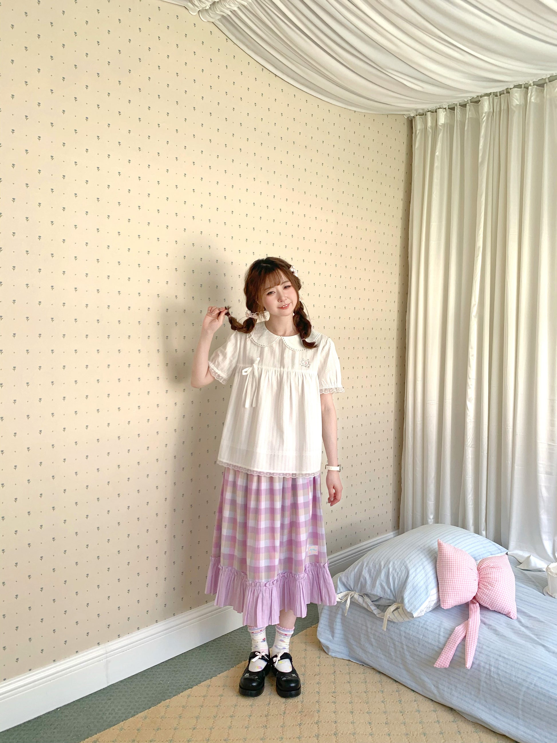 Peach Party - Purple Patchwork A-Line Skirt skirt peach party