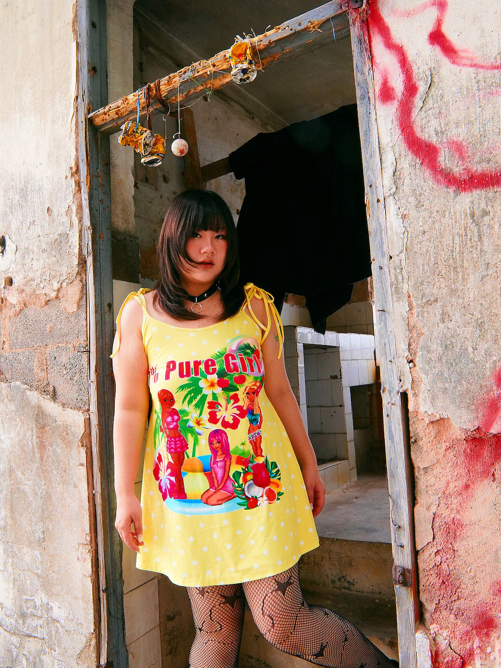 HotNipplesClub - Island Print Slip Dress dress Hot Nipples Club Yellow 0