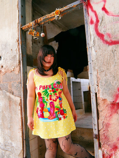 HotNipplesClub - Island Print Slip Dress dress Hot Nipples Club Yellow 0