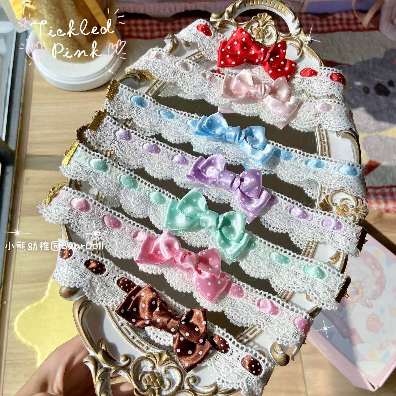 Bear Doll - Kawaii Polka Dot Bow Choker necklace Bear Doll