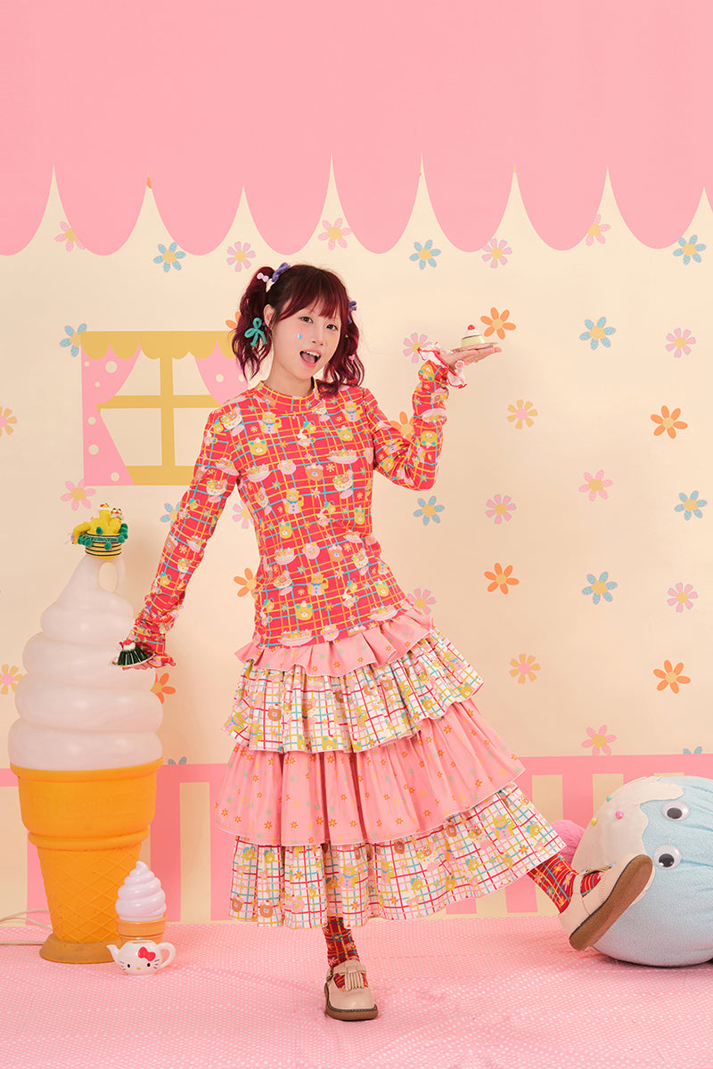 NIKKOU - Kawaii Two-Tone Cake Skirt Lolita skirt Nikkou home