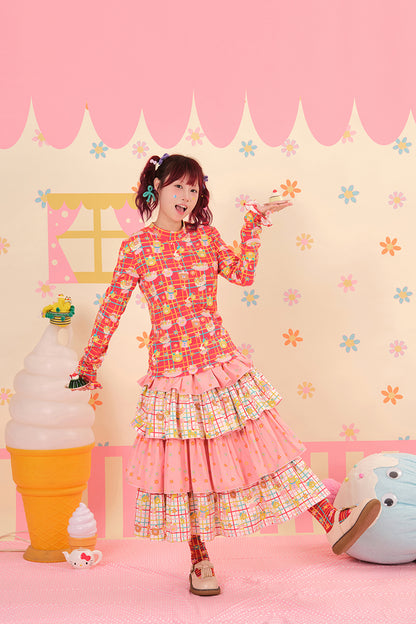 NIKKOU - Kawaii Two-Tone Cake Skirt Lolita skirt Nikkou home