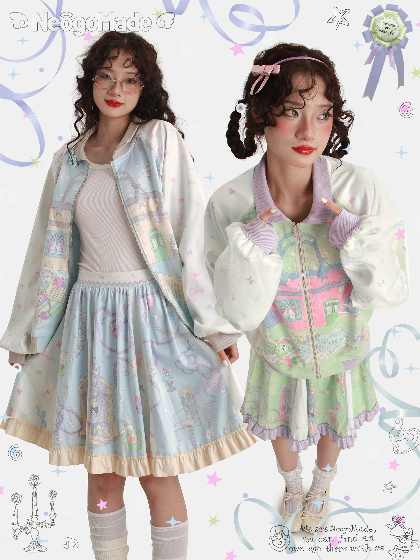 NeogoMade – Kawaii "Lily and her Dream House" Jacket Skirt Set set NeogoMade