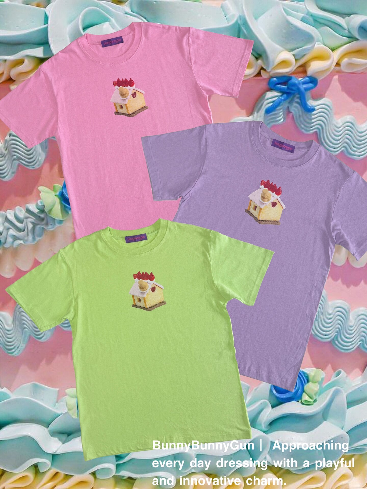 bunnybunnygun - Cream Kawaii Loose Cotton Tee tshirt bunnybunnygun