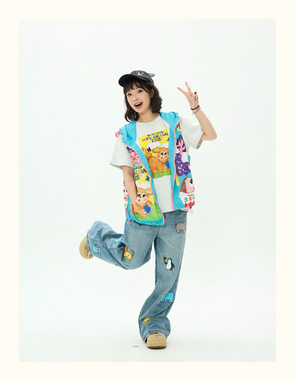 Robootoo - Color Print Zip-Up Hooded Vest vest Robootoo