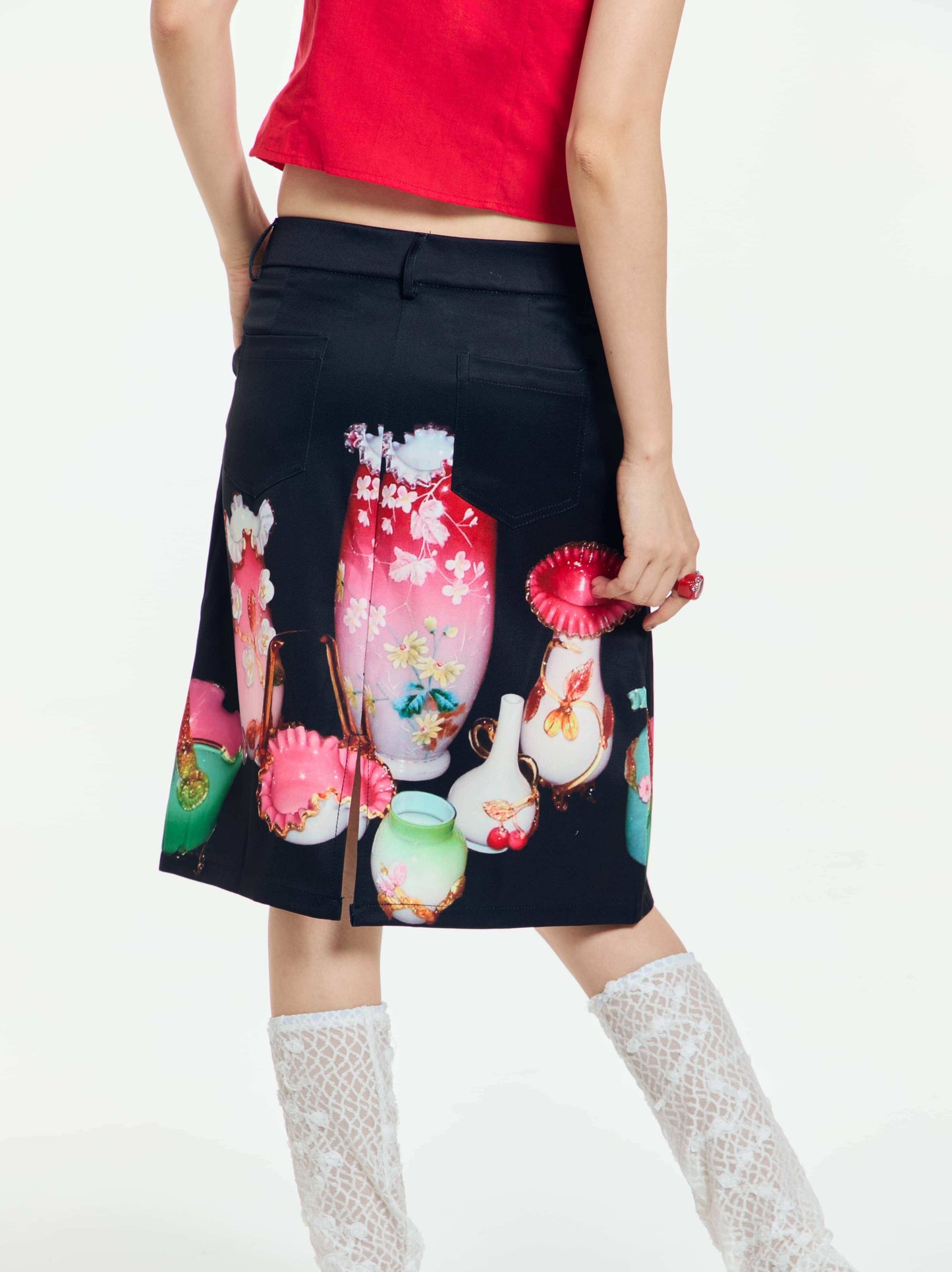 Have a Meal - Vintage Porcelain Midi Skirt skirt have a meal