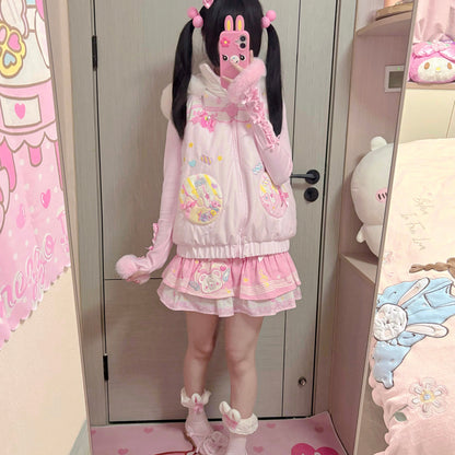 Bunny Planet - Cream Donut Bunny Ear Puffer Jacket coat bunnyplanet