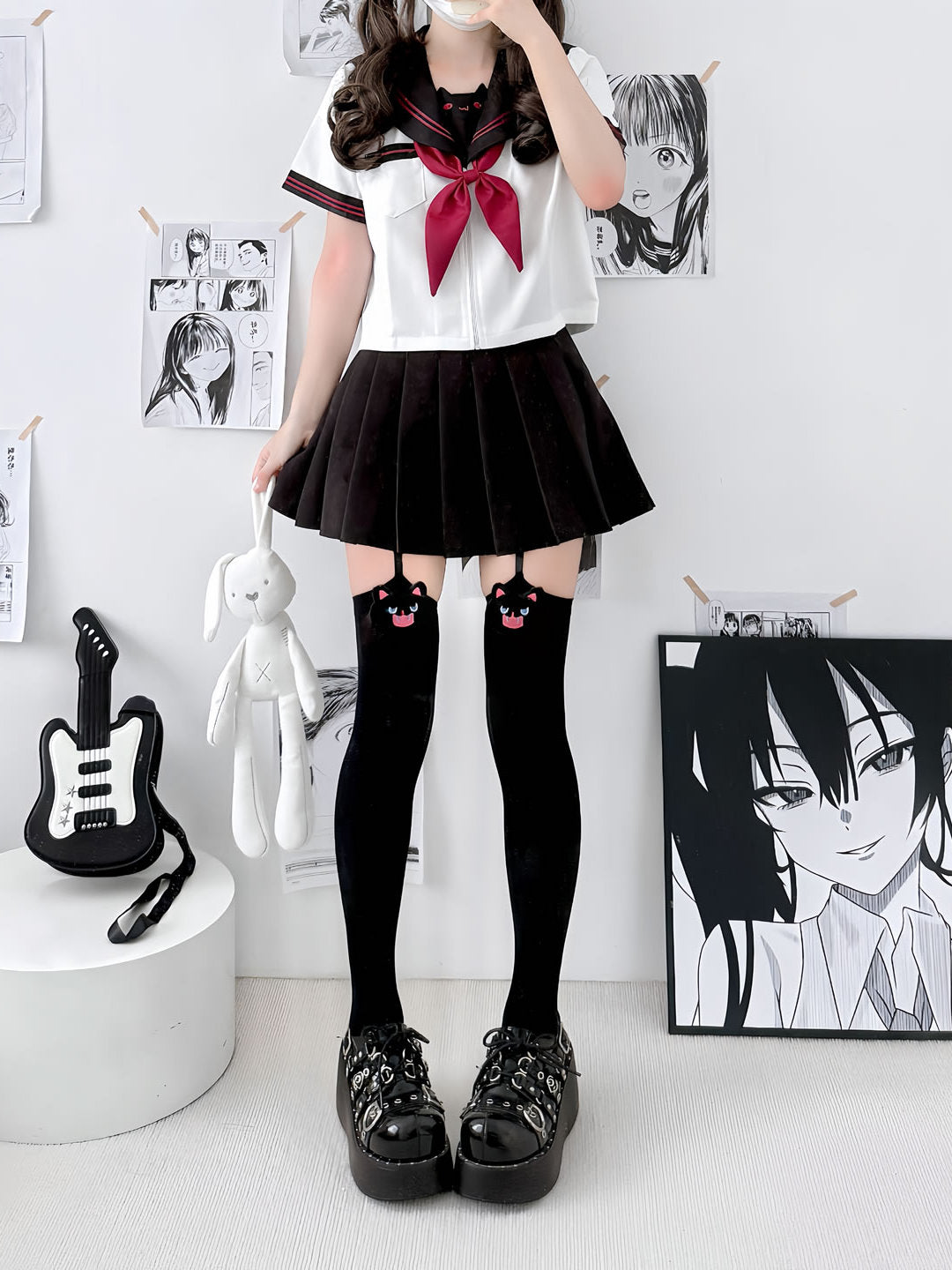 2 Bears - Kawaii Over Knee Socks Velvet Lolita Sweetheart Long Stockings tights 2 bears
