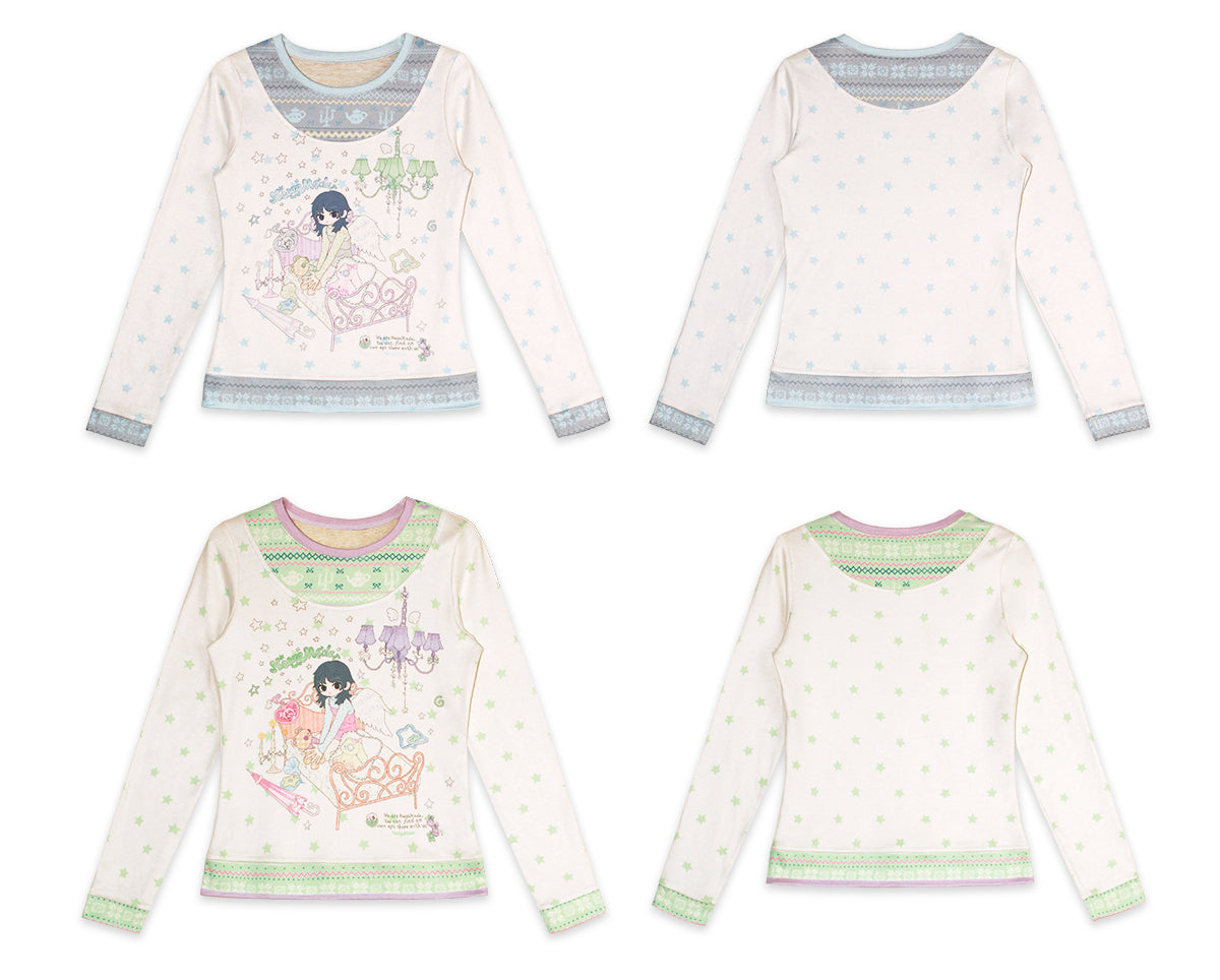 NeogoMade – Kawaii Knit Patchwork Layered Long Sleeve Tee shirt NeogoMade