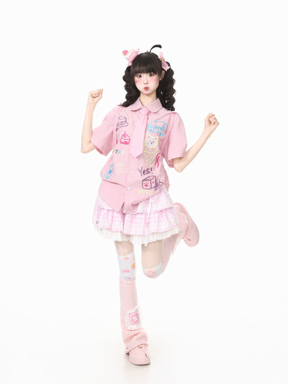 Languid Park - Cat Embroidery Tie Shirt shirt Languid Park