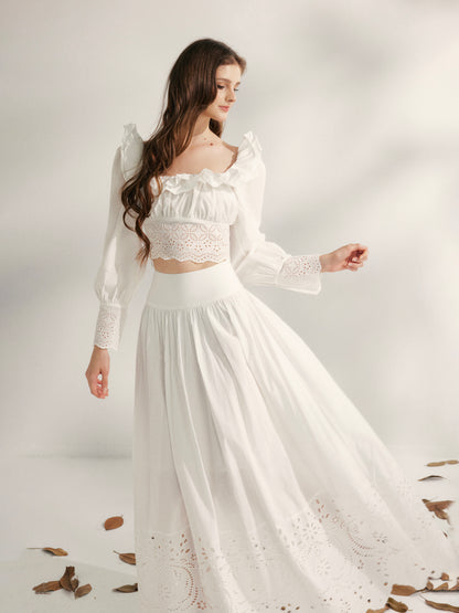 YZZI HE - Lily of the Valley Embroidered Two-Piece Set set YZZI HE