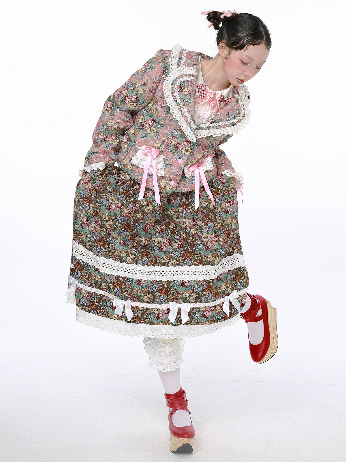 SOS MEME CLUB - Showa Retro Sweet Vintage Skirt Set skirt SOS MEME CLUB