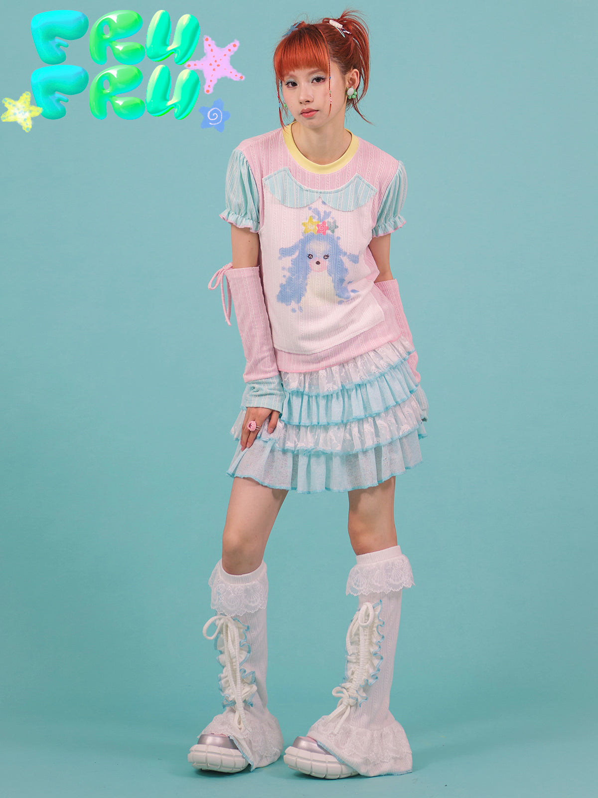frufru White Leg Warmmers | Sweetheart Lace Trim Socks leg warmmers frufru