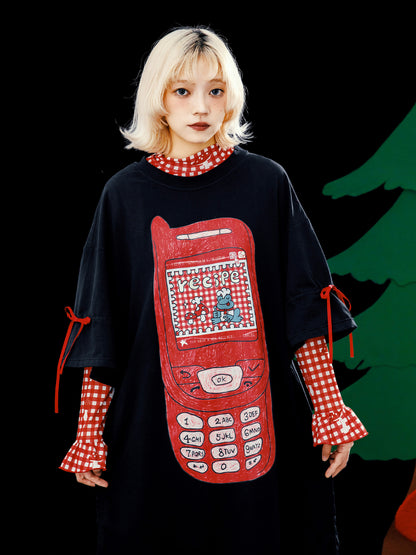 Meugler – Kawaii Oversized Phone Print Dress