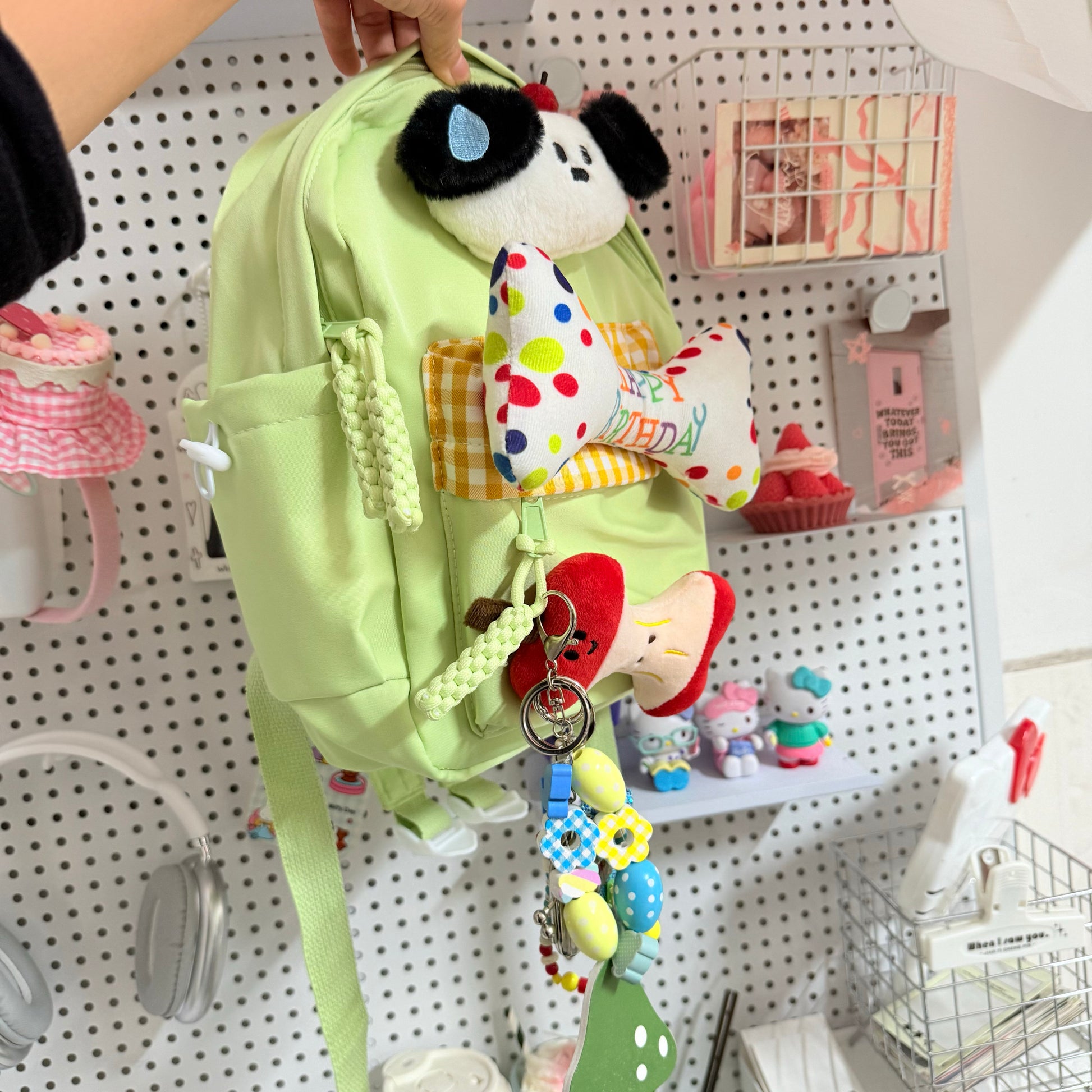 Cute Light Green Puppy Birthday Backpack bag Hottie