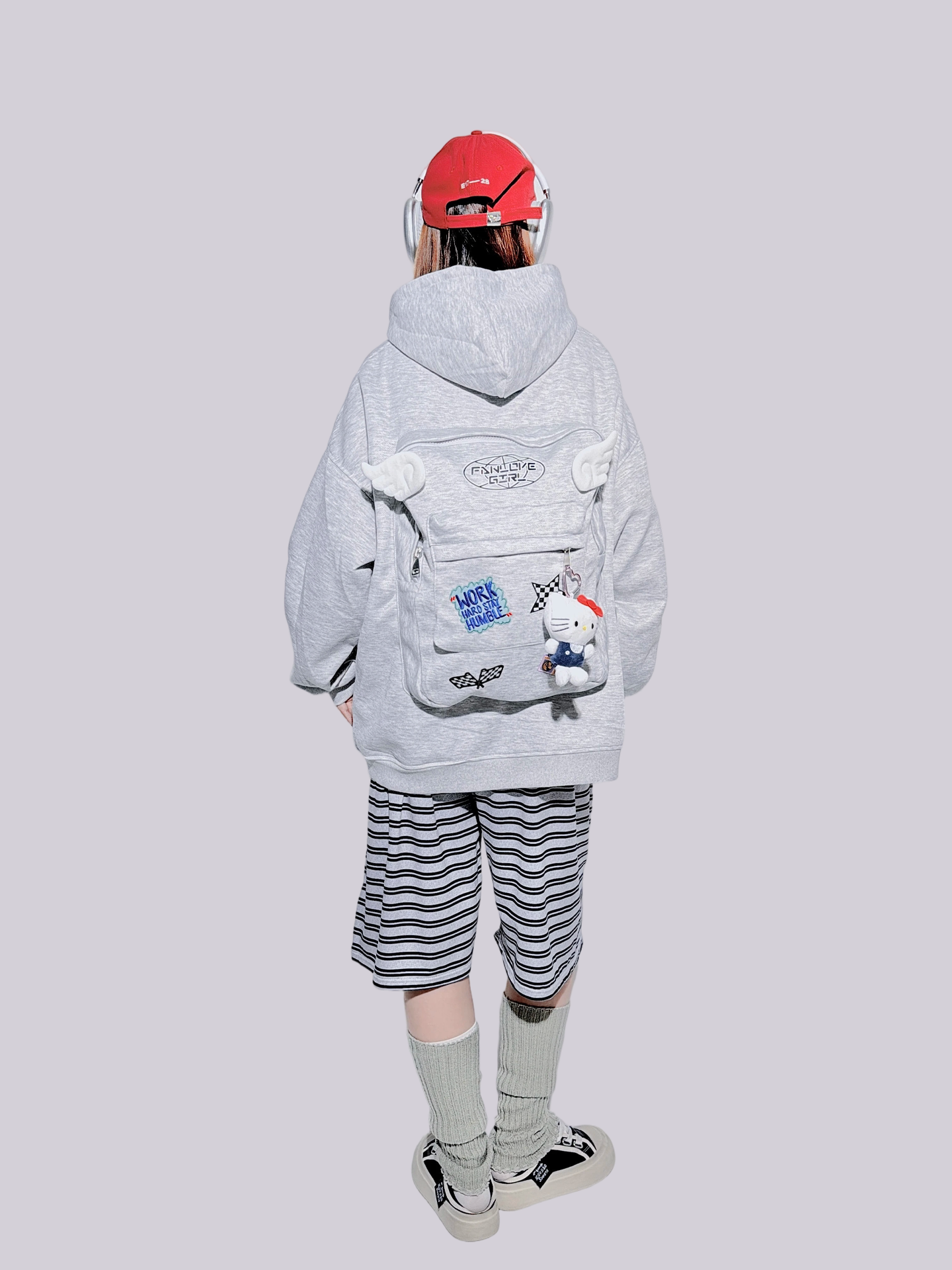 FANLOVERGIRL - White Wing Backpack Zip Hoodie hoodie FANLOVEGIRL