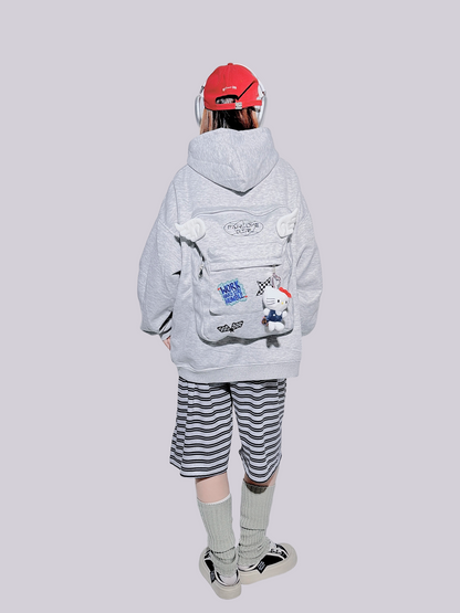 FANLOVERGIRL - White Wing Backpack Zip Hoodie hoodie FANLOVEGIRL
