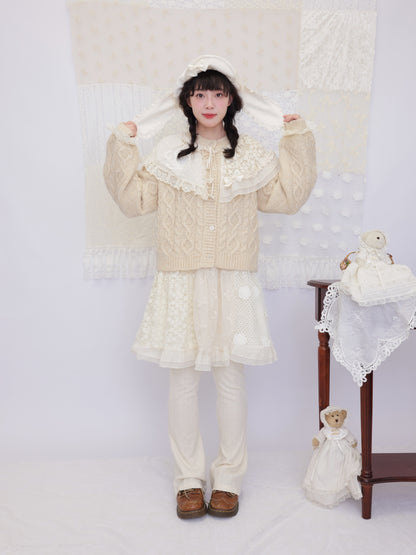 SemenCoicis - Lace Collar Cable Sweater cardigan SemenCoicis