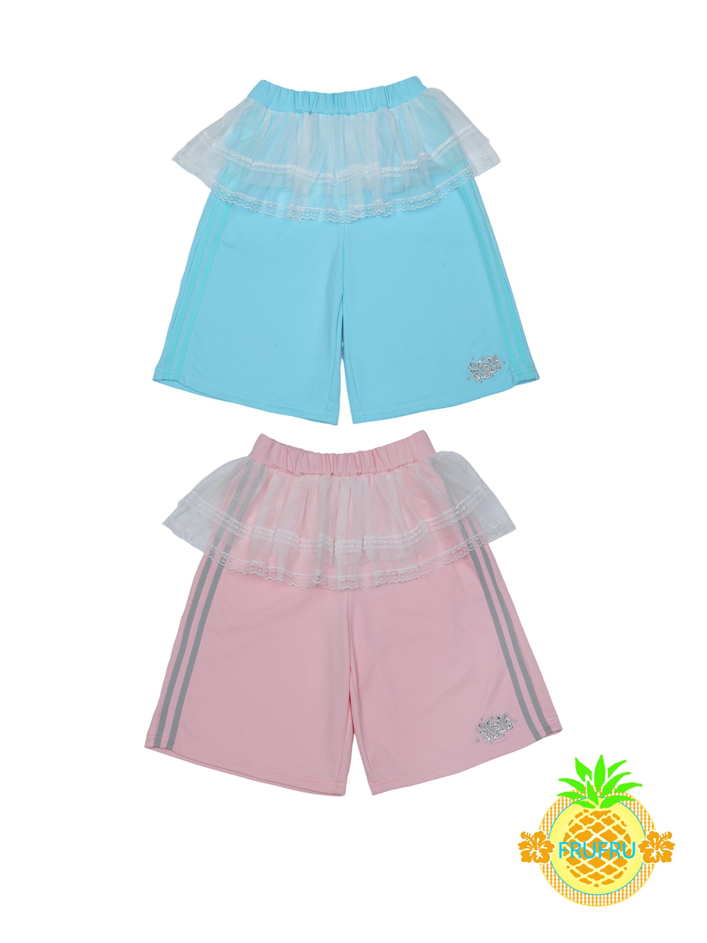 Frufru Lace-Trimmed Cotton Sports Shorts | Cute Girly Loungewear shorts frufru