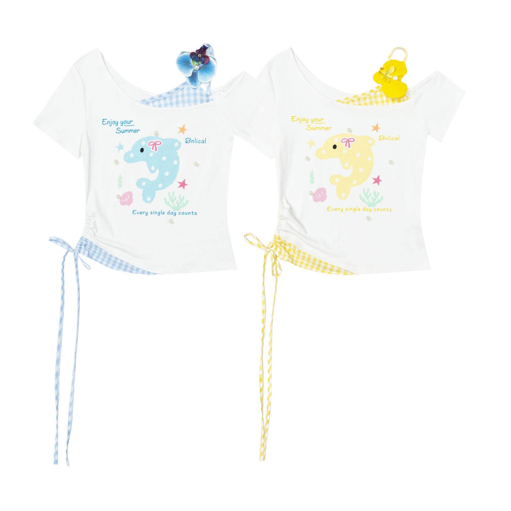 Languid Park - Floral Bow Off Shoulder Tee tshirt Languid Park